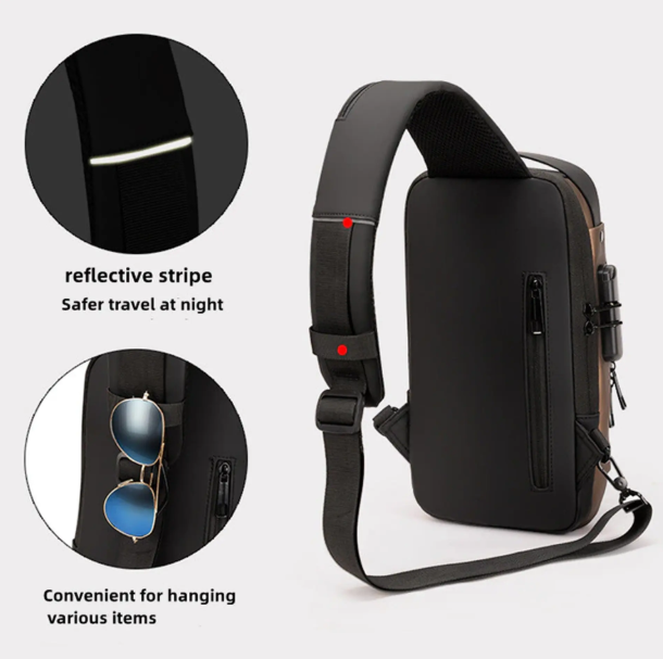 USB Charging Sport Sling Anti-Theft Shoulder Bag
